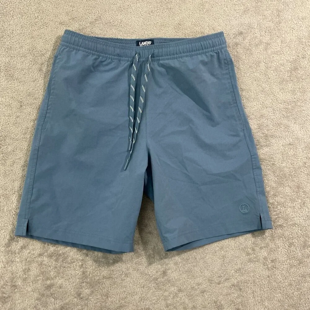 NWOT Lands End Mens S Blue Swim Trunks With Elastic Waist & Drawstring Lined